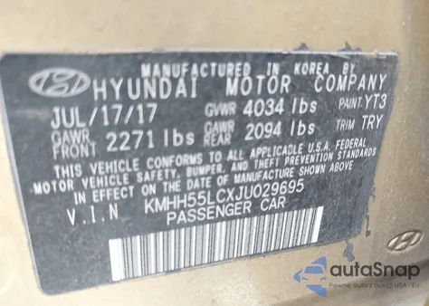 2018 Hyundai Elantra Gt Sport z USA, uszkodzony, nr VIN KMHH55LCXJU029695